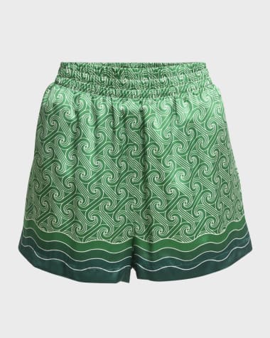 CASABLANCA Swirl-Print Silk Shorts