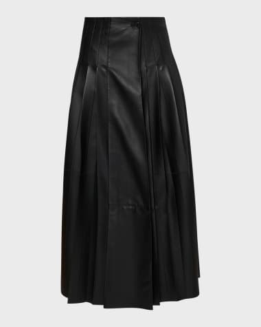 Altuzarra Frankie Pleated Leather Maxi Skirt