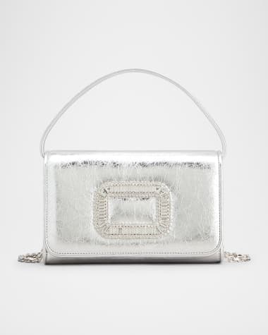 Roger Vivier Pilgrim Micro Buckle Metallic Leather Top-Handle Bag
