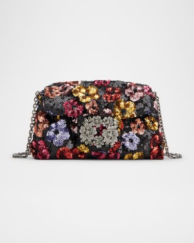 Roger Vivier Micro Bouquet Flower Sequined Clutch Bag