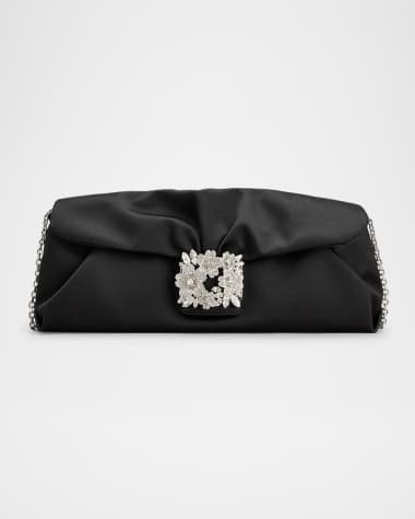 Roger Vivier Flower Bouquet Strass Satin Long Clutch Bag