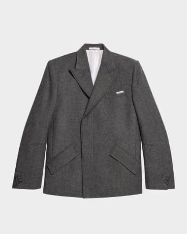 Helmut Lang Men’s Melange Wool Asymmetric Blazer