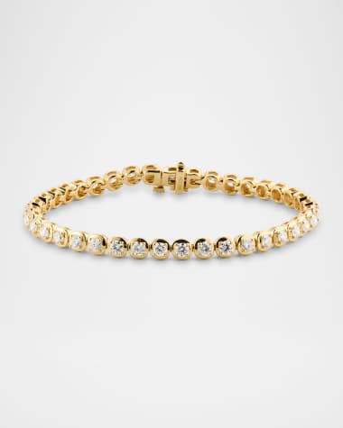 Neiman Marcus Diamonds 18K Yellow Gold Round Diamond Tennis Bracelet, 3.70tcw, 7"L