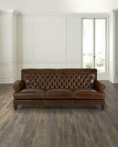 Old Hickory Tannery Bronya Tufted Leather Sofa, 86"