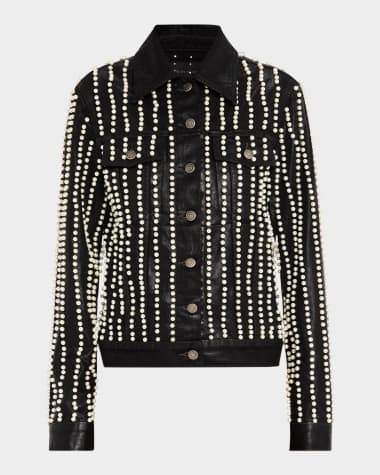 Cout De La Liberte Johnny Embellished Coated Denim Trucker Jacket