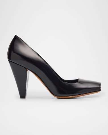Khaite Cedar Leather Square-Toe Pumps