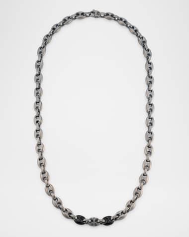 Marco Dal Maso ULYSSES Oxidized Silver and Black Enamel Diamond Necklace