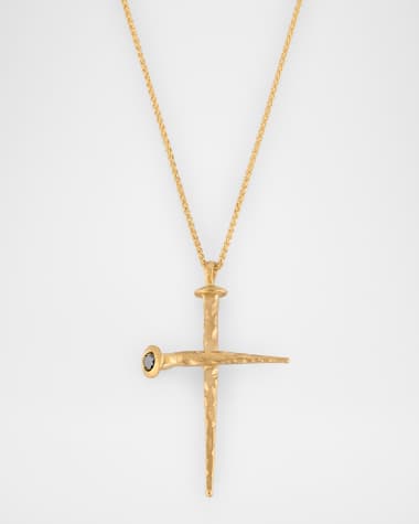 Marco Dal Maso FORGED TRANSCENDENCE 18K Yellow Gold and Black Diamond Cross Pendant