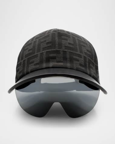 Fendi Men's Eyecap Shield Sunglasses with Baseball Cap