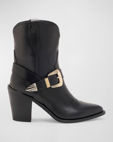 Partlow Charlotte Leather Buckle Western Booties