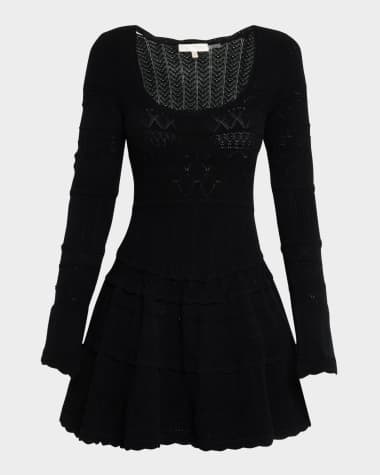 LoveShackFancy Lavender Pointelle-Knit Mini Dress
