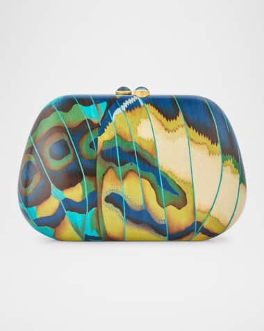 Silvia Furmanovich 18K Yellow Gold Butterfly Wing Trapez Marquetry Clutch
