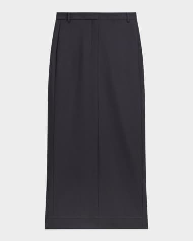 Theory High-Waist Flannel Midi Trouser Skirt
