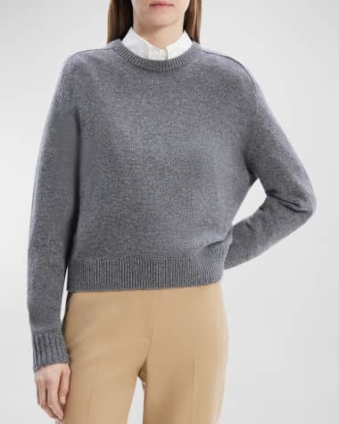 Theory Cashmere Cropped Crewneck Sweater