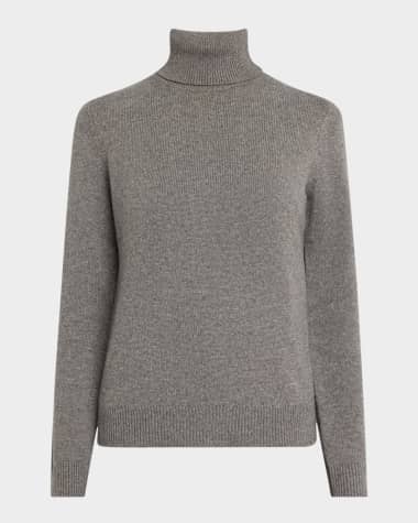 Theory Fold-Over Long-Sleeve Cashmere Turtleneck Sweater