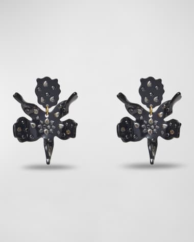 Lele Sadoughi Small Paper Lily Earrings, Jet Sparkle