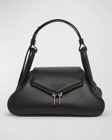 Amina Muaddi Gemini Small Zip Leather Shoulder Bag
