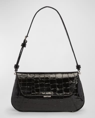 Amina Muaddi Ami Mini Frame Croc-Embossed Shoulder Bag