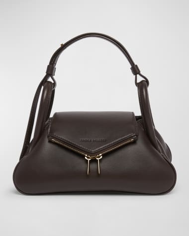Amina Muaddi Gemini Small Zip Leather Shoulder Bag