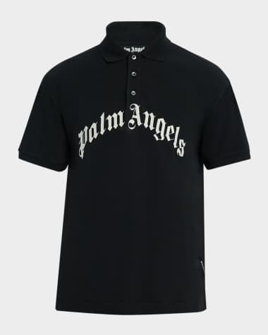 Palm Angels Men's Curved Logo Polo Shirt