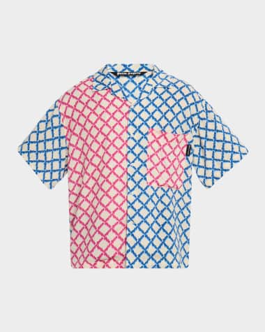 Palm Angels Men's Net Logo Bowling Shirt