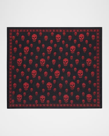 McQueen Men's Silk Chiffon Skull Scarf
