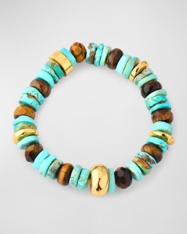NEST Jewelry Turquoise and Tiger's Eye Mixed Stretch Bracelet