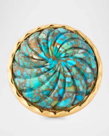 NEST Jewelry Carved Turquoise Adjustable Ring