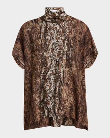 Rosetta Getty Woodgrain Turtleneck Caftan Top