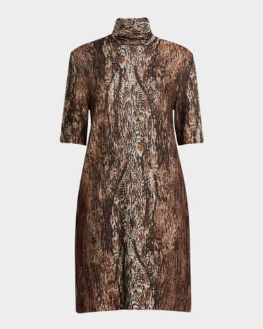 Rosetta Getty Short Woodgrain Turtleneck Shift Dress