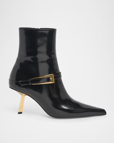 Saint Laurent Lee Patent Buckle Stiletto Booties