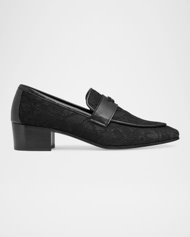 Bougeotte Flaneur Lace Leather Heeled Loafers