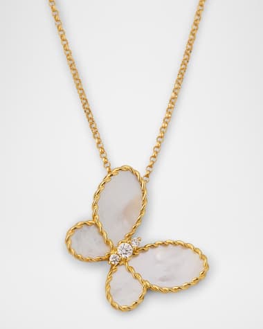 Roberto Coin 18K Yellow Gold Jasmine Diamond and MOP Butterfly Necklace