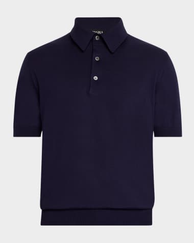 ZEGNA Men's Premium Cotton Short-Sleeve Knit Polo