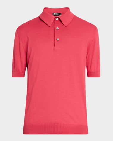 ZEGNA Men's Premium Cotton Short-Sleeve Polo Sweater