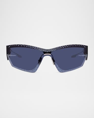 Givenchy Strass Semi-Rimless Metal Square Shield Sunglasses