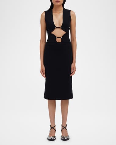 Christopher Esber Bracket-Cutout Sleeveless Knit Midi Dress