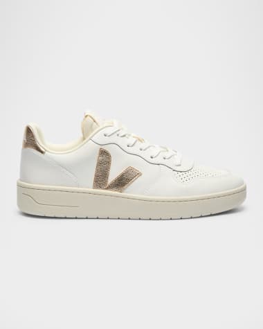 VEJA V-10 Bicolor Leather Low-Top Sneakers