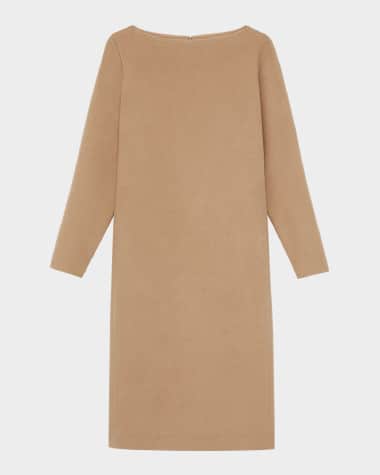Lafayette 148 New York Bateau-Neck Camel Hair Midi Dress