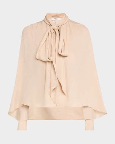 Chloe Bow-Neck Batwing-Sleeve Top