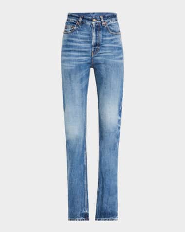 Saint Laurent Mid-Rise Faded Denim Bootcut Jeans