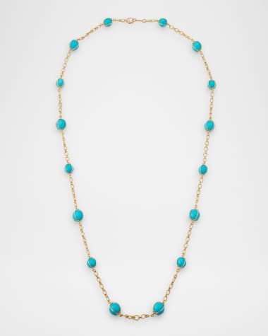 Verdura 18K Yellow Gold Turquoise Bubble Necklace