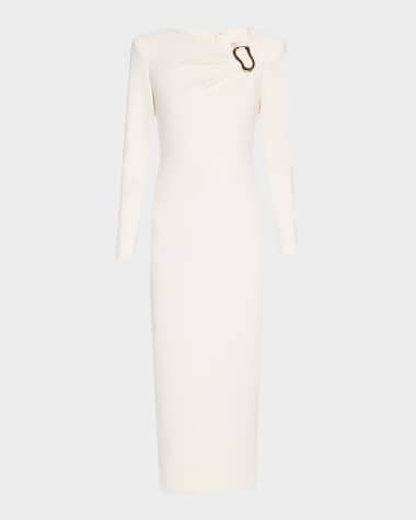 Roland Mouret Buckle Crepe Midi Dress