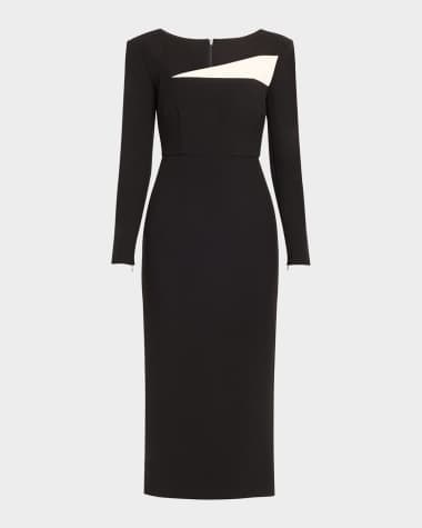 Roland Mouret Two-Tone Crepe Midi Dress