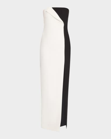 Roland Mouret Two-Tone Strapless Crepe Column Gown