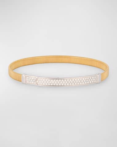 Marco Bicego 18K Yellow Gold Coil and Pavé Diamond Thin Bangle Bracelet