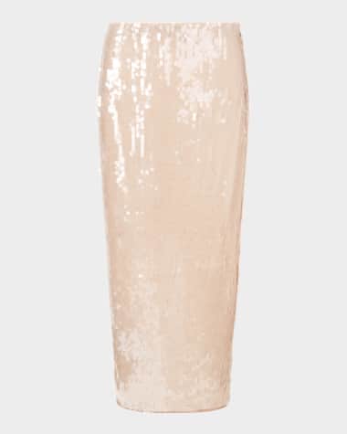 STAUD Casey Sequined Midi Skirt