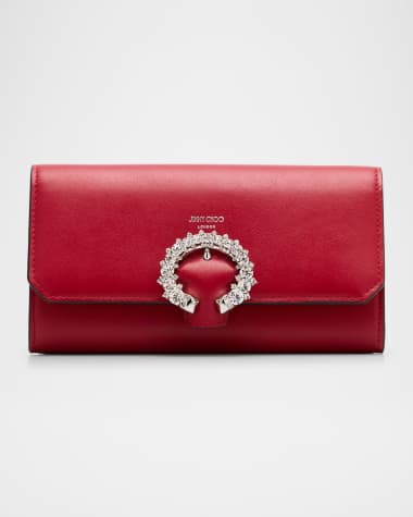 Jimmy Choo Buckle Flap Leather Wallet on Chain