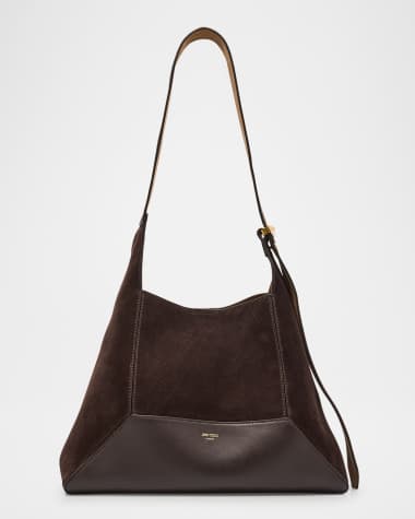 Jimmy Choo Medium Diamond Brown Suede & Leather Hobo Bag