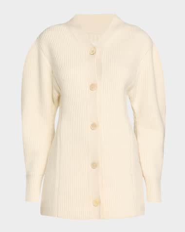 Jil Sander Long Ribbed Wool Cardigan
